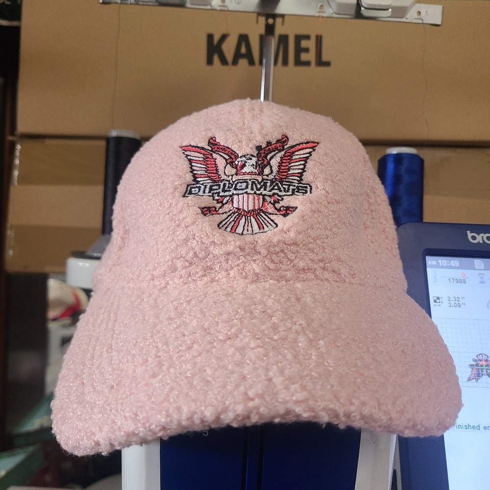 Diplomats Logo, Camron, Harlem New York 2000s Embroidered Fur Pink Hat
